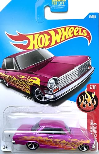 Hot Wheels 2017 HW Flames '63 Chevy II 14/365, Pink miniatura 1