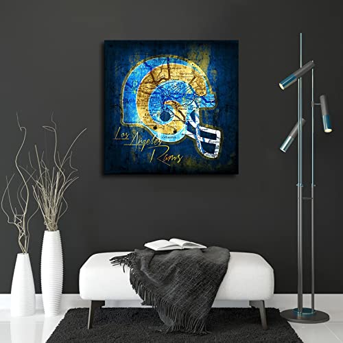 Los Angeles City Rams American Football Poster Sports Vintage Map Canvas Wall Art Print Painting Modern Home Living Room Office Wall Decor Gifts (A,16X16Inch-Canvas) #TOP4