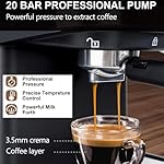 DINGK 20 Bar Espresso Coffee Machine, 1050W Cappuccino Coffee Maker, High Pressure Latte Coffee Machine with Milk Frother & 1.5L Water Tank, Digital Touch Panel, 2 Cups, Stainless Steel - Image 2