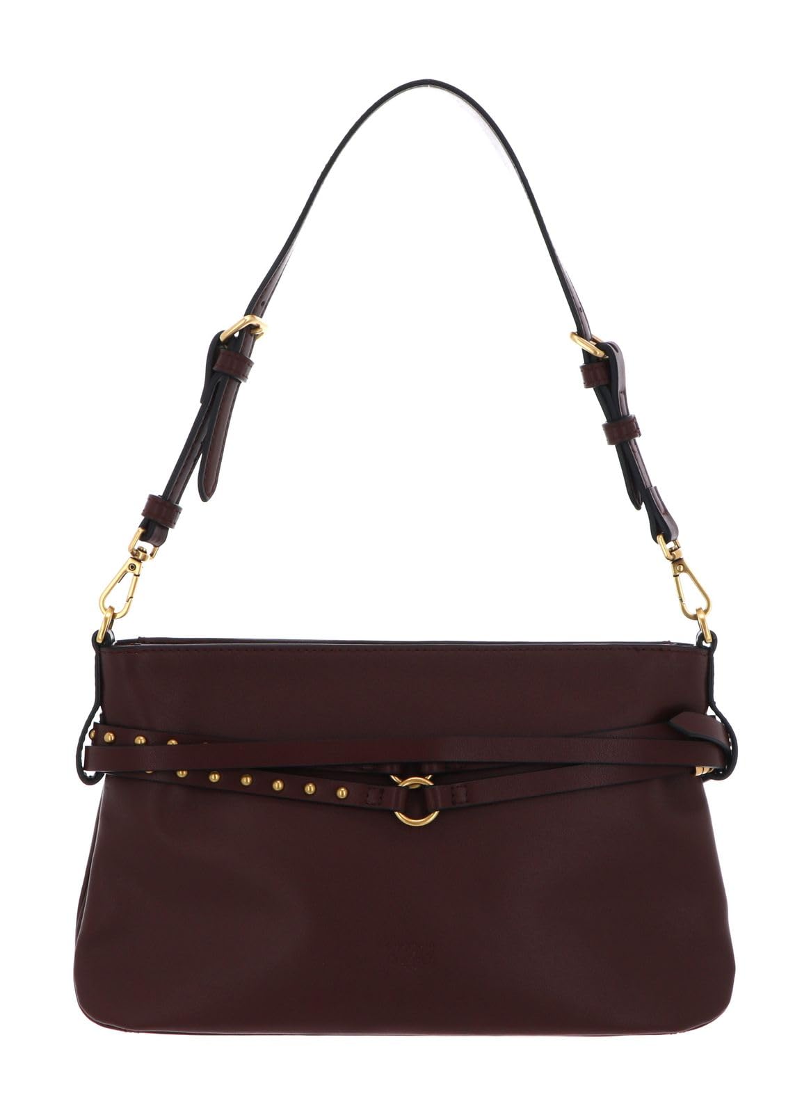 Pinko bolso de hombro bolso bandolera Belt Bag Mini Vitello Morbido Burgundy Wine - Antique Gold marrón oscuro