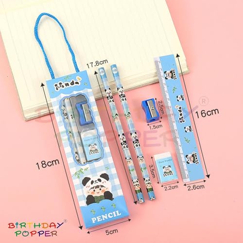 Image of Birthday Popper 4-in-1 Cartoon Stationery Set for Kids - Pack of 6 as Birthday Return Gifts | Classroom Rewards, School Supplies for Boys & Girls - Type 5