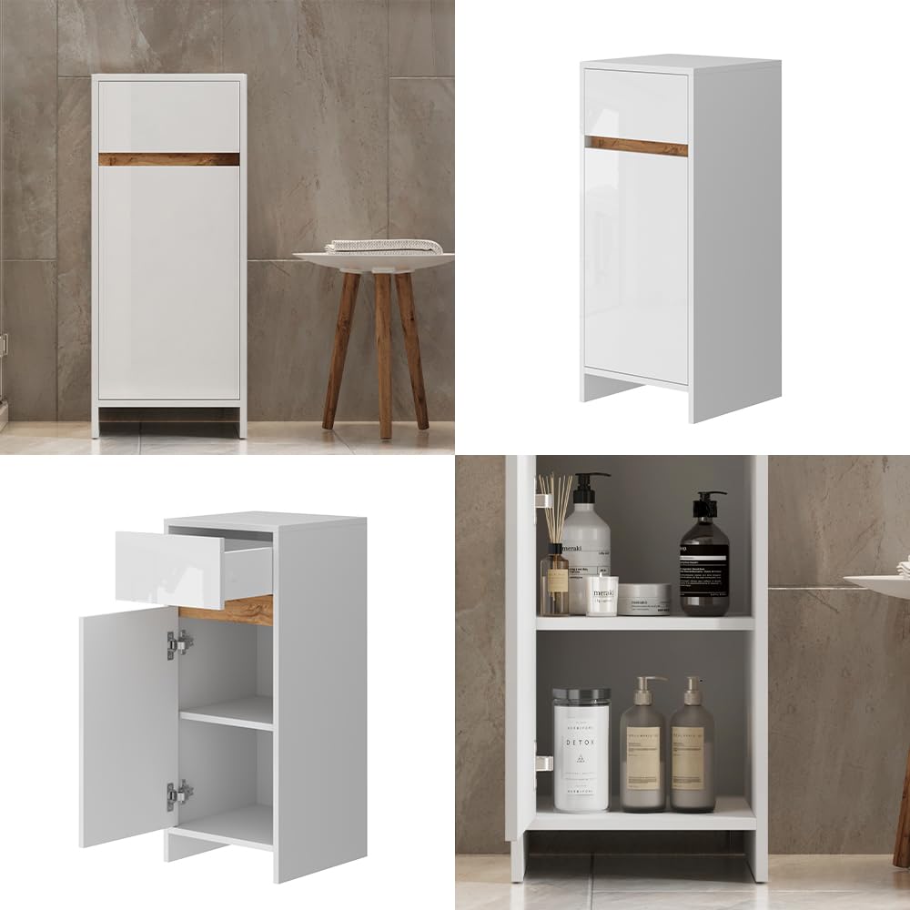 Vicco mobiletto base per cucina R-line, Nero lucido/Antracite, 80 cm senza piano di lavoro