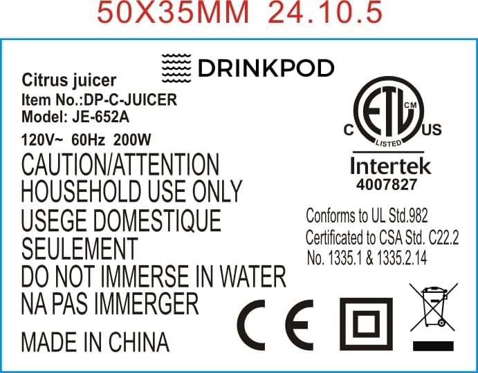 Miniatura 6 de DRINKPOD Exprimidor eléctrico de naranja de alta calidad, exprimidor de cítricos de acero inoxidable con nuevo motor ultra potente y mango de agarre