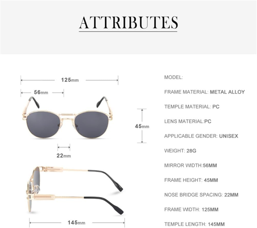 Round Steampunk Sunglasses Men Punk Sun Glasses For Women Oval Eyewear Shades