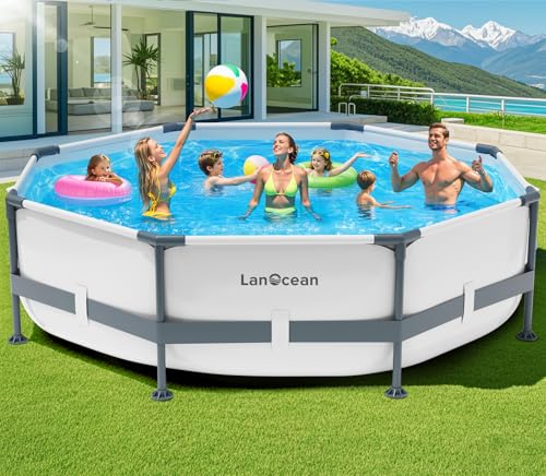 Lanocean Piscinas Desmontables Grandes 300 X 300 X 60cm, Piscina Tubular Redonda Con Material A Prueba De Pinchazos, Piscina Frame Jardin Drenaje Rápido, Piscinas Steel Grande Para Toda La Familia