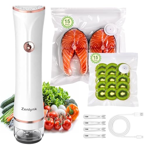 Zenlynk Handheld Vacuum Sealer with 30 Bags & 4 Clips,