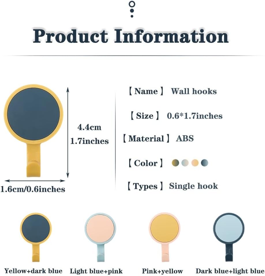 Wall Hook，Door Hook, Wall Hooks Wall Hooks for Coats Single Nordic Color Simple Glue Hooks, Kitchen Punch-Free Sticky Hook, Handy Wall Utility Hooks for Dorms, Load Bearing 1kg(A*3)