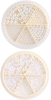 Healeved 2 Boxes Nail Art Pearls Semicircle R...