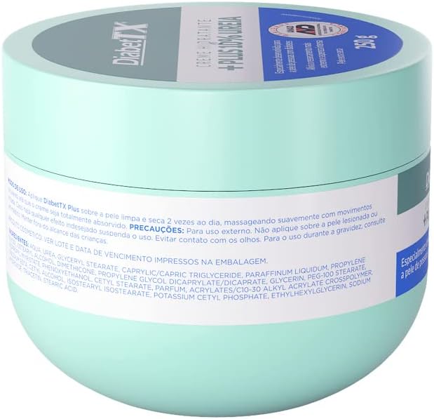Diabet TX Creme Hidratante Corporal para Pele de Diabéticos com Uréia, Tratamento Intensivo para Reduzir Aspereza, Promove Bem-estar e Suavidade da Pele, Hidratação Profunda 250 g 1-Pack Diabet TX Creme Hidratante Corporal para Pele de Diabéticos com Uréia, Tratamento Intensivo para Reduzir Aspereza, Promove Bem-estar e Suavidade da Pele, Hidratação Profunda 250 g 1-Pack