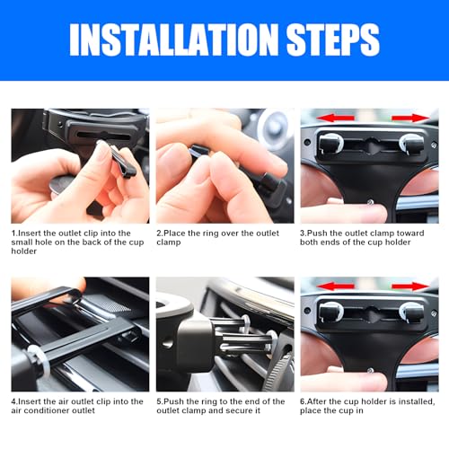 Sodcay 1 Pack Car Cup Holder for Air Vent, 3.74In x 3.14In Waterproof ABS Vehicle Cup Expander, Ashtray Holder Design, Universal Durable Automotive Cup Mount for Truck SUV Car (Black)