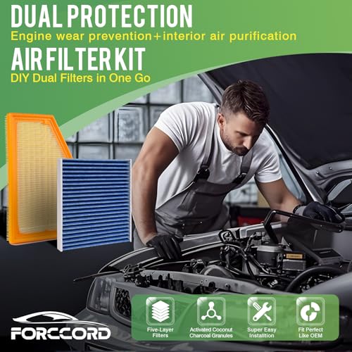 Image of Cabin & Engine Air Filter Fit for 2022-2025 Jeep Grand Cherokee, 2021-2025 Grand Cherokee L Activated Carbon Cabin Filter Replace#CF12935 68376815AA Car Accessories