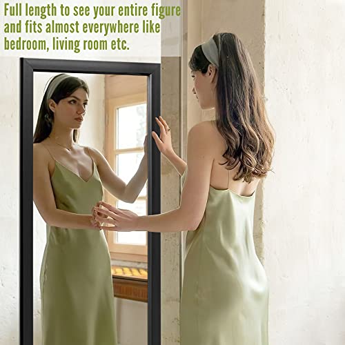 Image of NeuType 44 inchx16 inch Wall Mounted Full Length Dressing Mirror, Polymer Frame, Black, No Stand