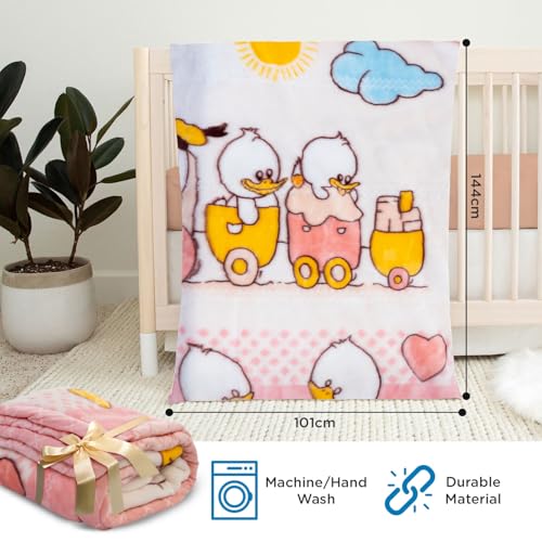 Image of Mee Mee Ultra Soft Plush | Lightweight & Comfortable Baby Blankets | Swaddle for Infant & Toddler | Multipurpose | Breathable | Double Layred 1Years+ | Pink | 110X140 CM