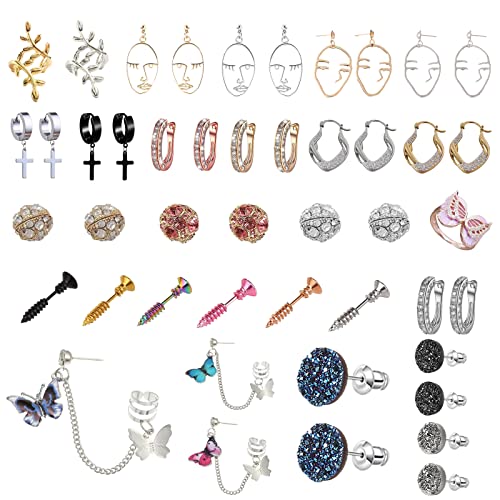 Druse Crystal Drop Dangle Earrings For Women Girls Cubic Zirconia Huggie Hoop Earring Jewelry Set Gifts #TOP7