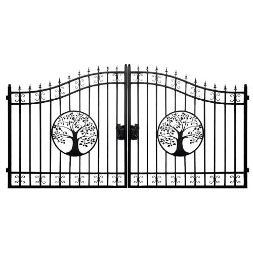 Chery Industrial 14×8 FT Outdoor Dual Swing Driveway Gate with Tree Pattern