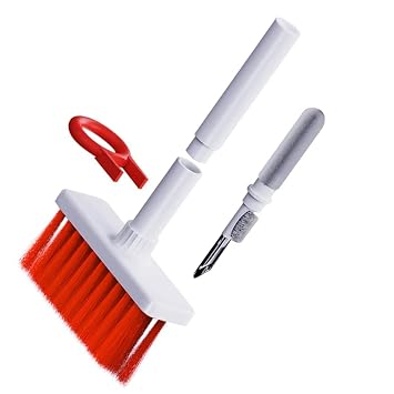 Muvit Cleaning Soft Brush Keyboard Cleaner 5-In-1 Multi-Function Computer Cleaning Tools Kit Corner Gap Duster Key-Cap Puller For Bluetooth Earphones Laptop Air-Pods Pro Camera Lens, pack of 1