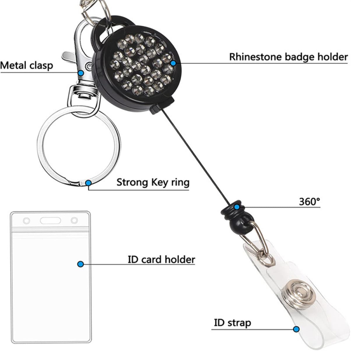 VILLCASE 5sätze - Mit Lanyard Wasserdichte Kratzfeste Id-kartenhülle Mit Abnehmbarem Schlüsselband Für Lehrer Studenten Und Berufstätige Transparente Soft-kartenhülle Lanyards