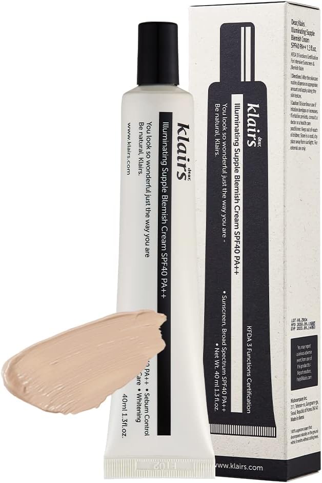 DearKlairs Illuminating Supple Cream SPF40 PA++, light coverage, Natural look with hydrating finish, Hypoallergenic, For dry, sensitive skin