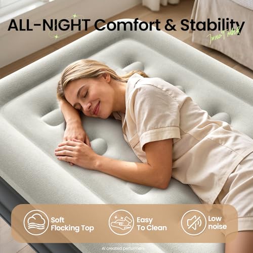 Image of OlarHike Twin Air Mattress with Built in Pump, 18 inch H Inflatable Bed, 400lb
