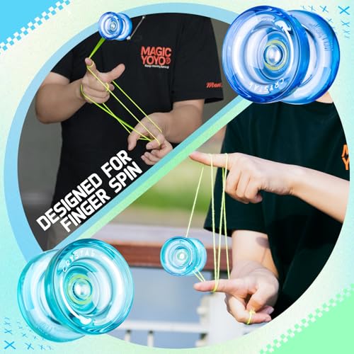 Image of MAGICYOYO K2 Plus Crystal Yoyos for Kids, Dual Purpose Responsive Yo-yo for Beginner, Replacement Unresponsive Bearing for Intermediate, + 15 Strings, 3 Bags,3 Bearing Removers(Green + Blue + Orange) | Dual Purpose Yo-yos Replacement Unresponsive Bearing for Adults /Advanced+18 Strings+Accessory Kit(Green+Blue+Orange)
