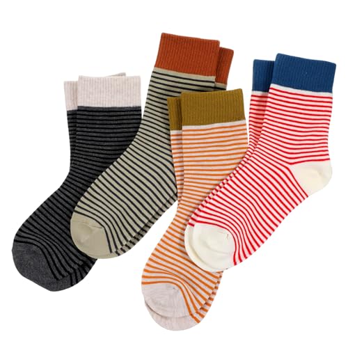 Ouligay 4 Paar Socken Damen 39-42 Baumwolle Bunte Sportsocken...