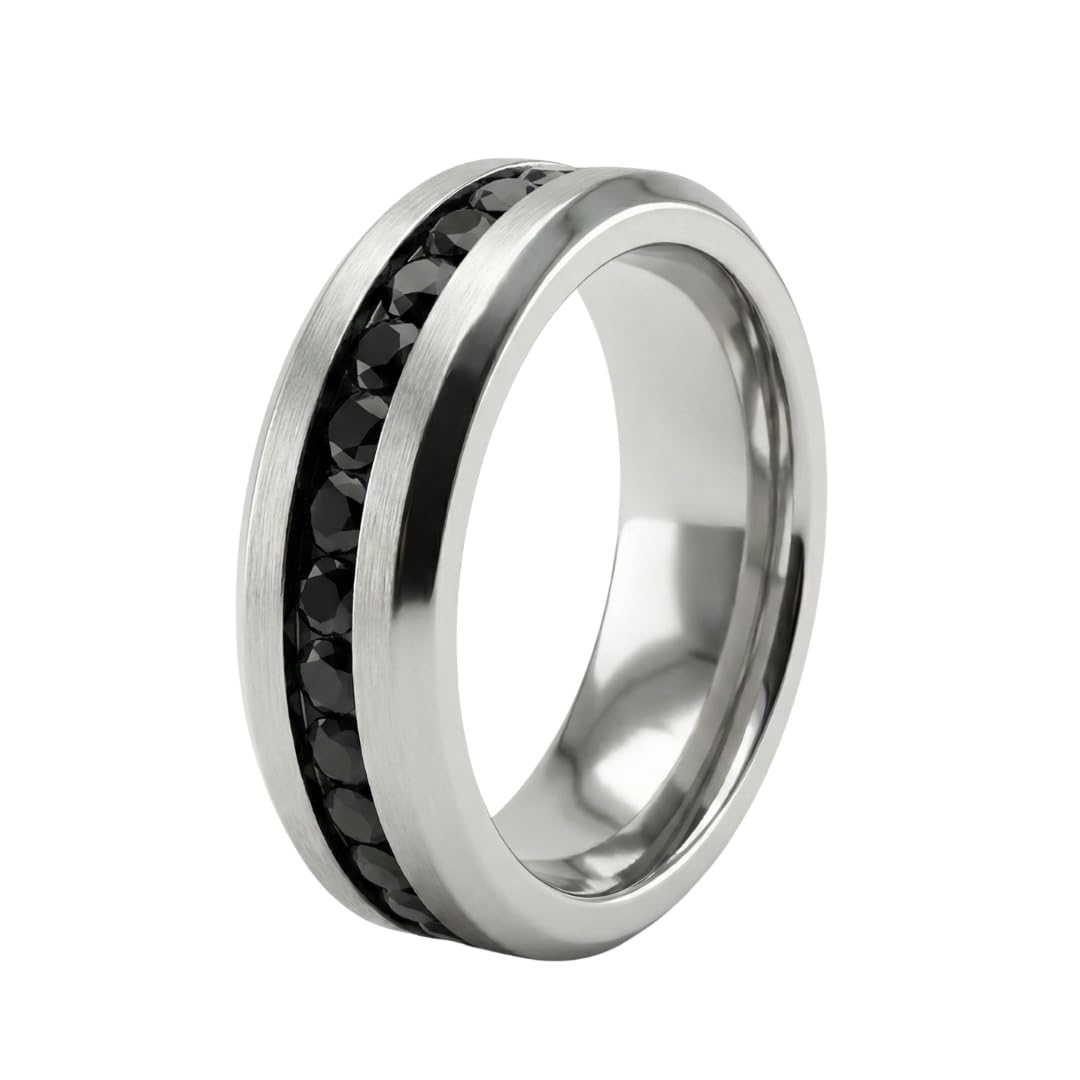 the men thing OBSIDIAN CREST RING - Pure Stainless Steel Men’s Steel-Black Plated Ring (Size : 17-22-27)-picture-56