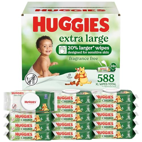 Image of Huggies Extra Large Baby Wipes, Unscented, 14 Flip-Top Packs, 588 XL Wipes Total, Packaging May Vary