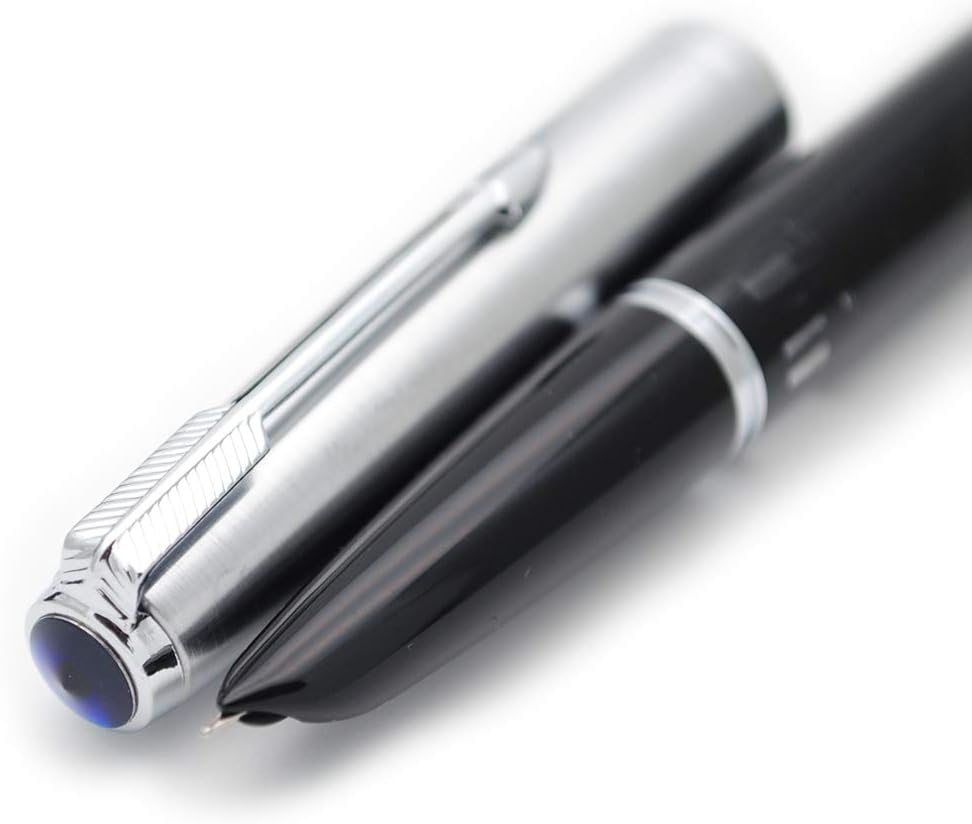 2019 New Version 601 Steel Cap Vacumatic Double Bead Fountain Pen (Black with ink window)
