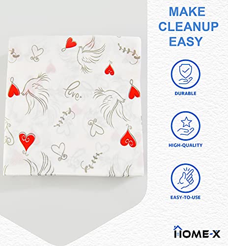 Home-X Doves And Hearts Paper Napkins, Square Disposable Party Napkins, 48 Count – 6.5" X 6.5" #TOP4