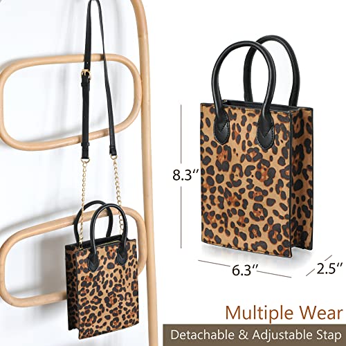 Bolso mini tote de hombro con estampado de leopardo miniatura 5