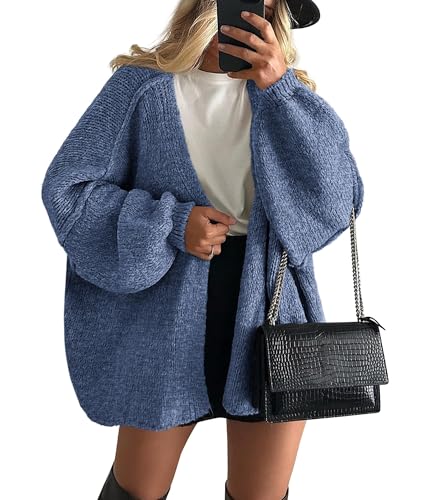 Image of PRETTYGARDEN Womens Oversized Cardigan Sweaters 2026 Fall Long Lantern Sleeve Knit Open Front Lightweight Sweater