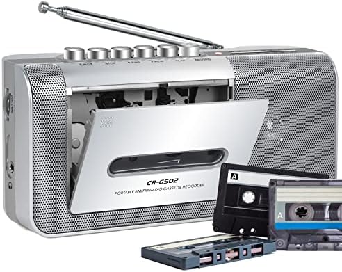 Portable Cassette Player and Recorder, Cassette Tape Player/Recorder with AM/FM,Loud Build-in Speaker,Microphone,3.5mm Earphone Jack,Powered by AC or AA Battery for Gift,Home