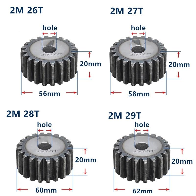 Bevel Gear Pinion Hardware Mechanical Gear Rack 26 Teeth-41 Teeth Gear Tooth Hardened Thickness 20mm 2 Module Rough Hole Metal Gear Pinion Cylindrical Spur Gear(28 Teeth)