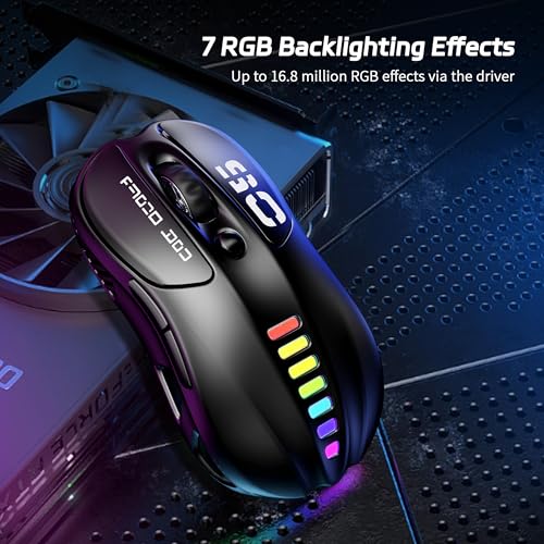 Image of Uciefy Z05 Wireless Gaming Mouse, Tri-Mode 2.4G /Blutooth /USB-C Wired Mouse,6 Programmable Buttons, 12000 DPI Optical Sensor, 16.8M RGB Backlit, Ergonomic Gaming Mouse for Mac, Laptop, PC (Black)