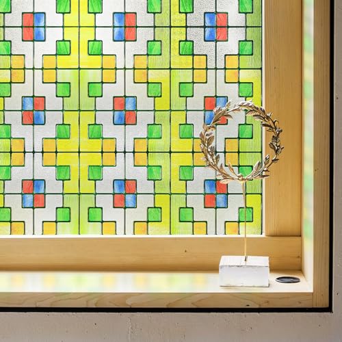 3D Stained Glass Window Film, Decorative Window Privacy Film for