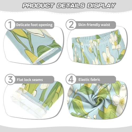 Bolaz Toddler Girls Leggings Printed Yoga Pants Leggings White Yellow Flower for Kids3