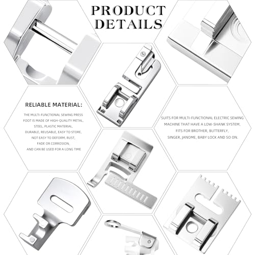 16 Pcs Sewing Machine Presser Feet Set, Sewing Machine Foot Fit for Brother, Singer, Janome, Babylock, Elna, Toyota, New Home, Simplicity, Necchi, and Most of Low Shank Sewing Machines