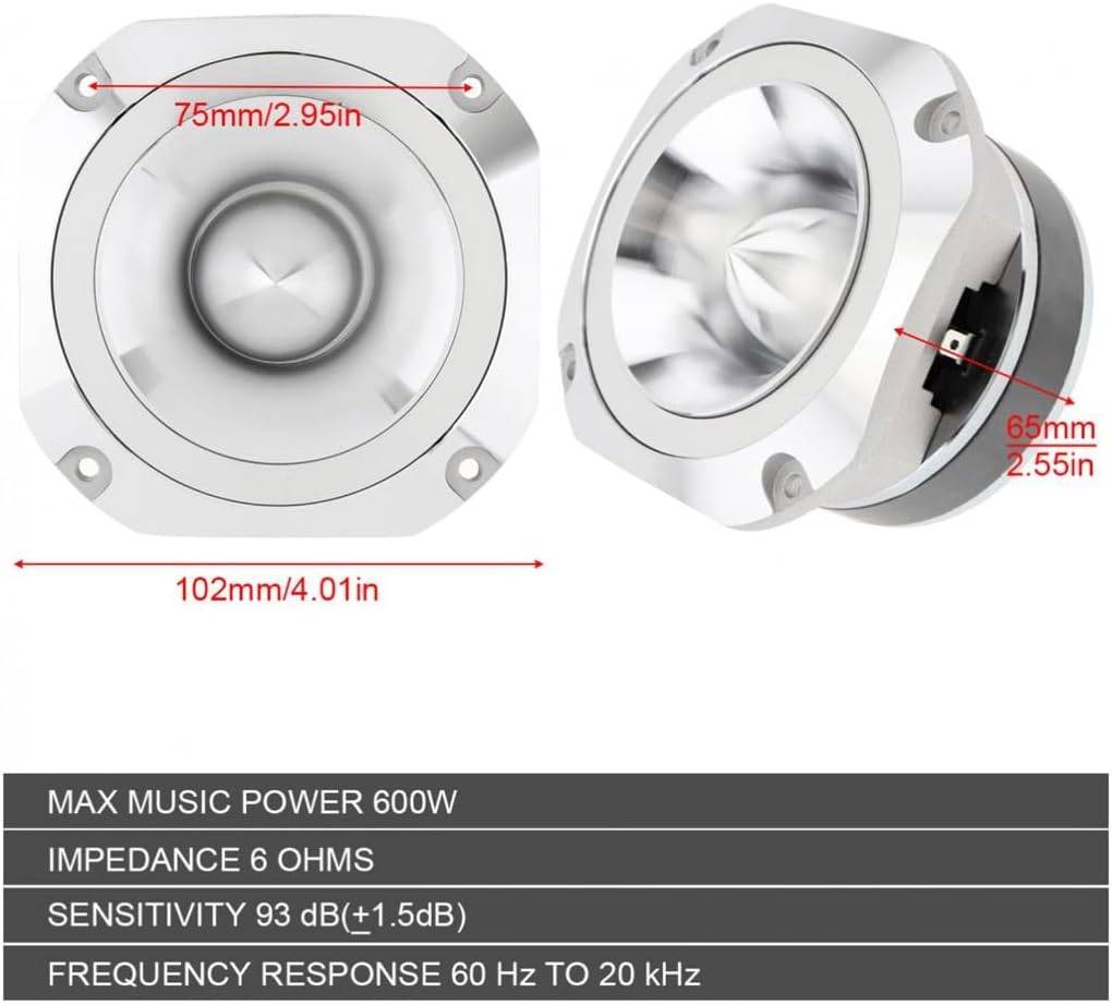 4Inch Universal High Efficiency Dome Tweeter Loudspeaker 600W Loud Speaker Super Power Audios Sound for Car