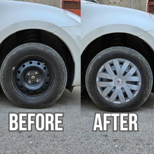 Image of PRIGAN Wheel Cover for Punto 15 Inch Silver Wheel Cap (Available in 15 Inch) (Set of 4 Pcs) (Press Fitting) Model- Polo Silver-15