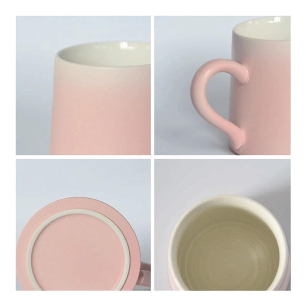 Filiżanki do kawy Różowy ceramiczny kubek do kawy z pokrywką, zestaw 1 szt. Pojemność 11,5 uncji Idealny do użytku domowego lub jako prezent dla przyjaciół
