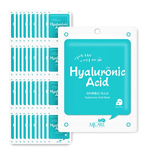 Pack of 40, The Elixir Beauty Korean Cosmetics MJ On Collagen Essence Full Face Facial Sheet, Hyaluronic Acid Essence
