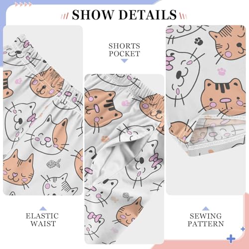 Cartoon Cat Fish Boys Long Pants Soft Trousers Elastic Waist Kids Lounge Bottoms with Pockets S-XL4