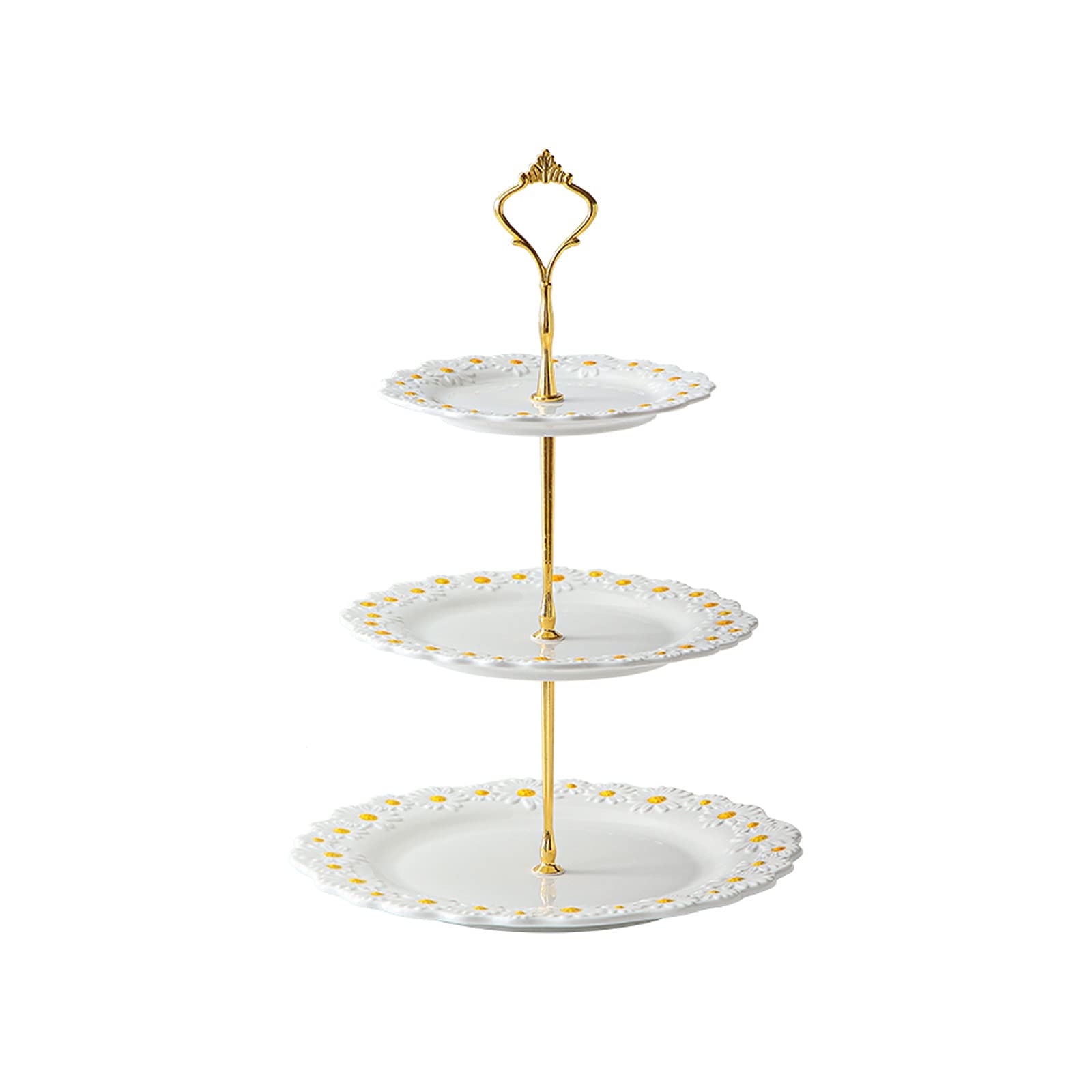 DFGHNBVC Cake Stand 3-Tier Ceramic Creative Dessert Table With Handles Removable Cupcake Stand Afternoon Tea Pastry Tray Dessert Display Decor