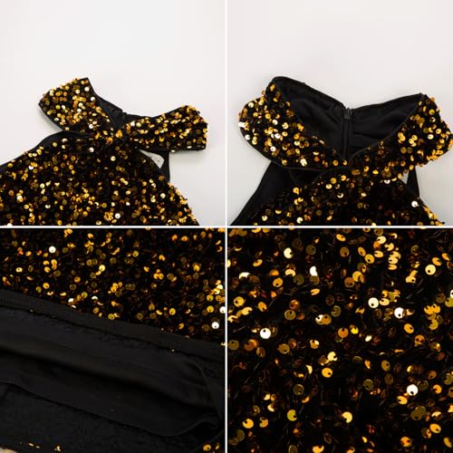 GRACE KARIN Sequin Dress for Women Sleeveless Sparkly Glitter Halter Dress Bodycon Mini Club Dresses 20254