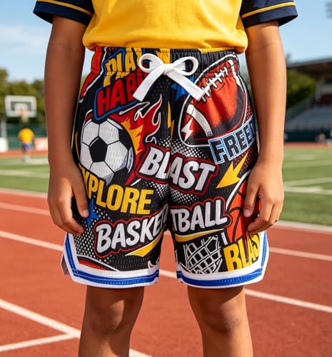 Cozople Boys Athletic Shorts Stretchy Lightweigh Sport Short with Elastic Waistband Breathable Moisture Wicking for Playing Football — view 2