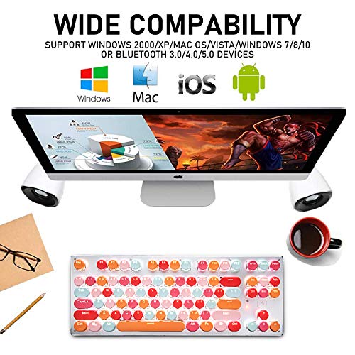 Bluetooth Mechanical Gaming Keyboard With Led Backlit 87 Anti-Ghosting Key Ergonomic Metal Plate Wired/Wireless 2.4Ghz Usb Receiver Rechargeable 3300Mah Battery For Pc Mac Gamer (Red Mix/Blue Switch) #TOP6