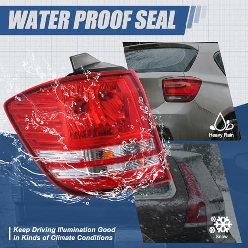 Image of Auto Dynasty Tail Lights Assembly Rear Lamps Compatible with 2009-2020 Dodge Journey, Driver and Passenger Side, Chrome Housing Red /Clear Lens, NON LED