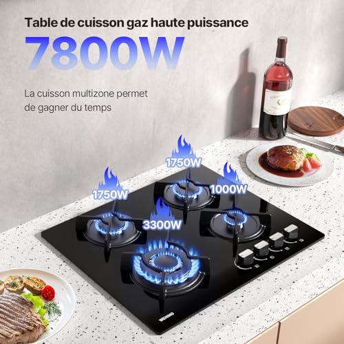 Plaque de Cuisson Gaz 4 Feuxs WEHIMO encastrable 60cm - 3