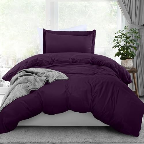 Utopia Bedding Duvet Cover Twin Size - 2 Piece with Zipper Closure - 1 Comforter Cover 68X90 Inches & 1 Pillow Sham 20X26 Inches (Purple) Comforter Not Included