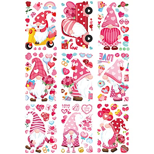 Autocollants de fenêtre pour la Saint-Valentin, Autocollants de fenêtreen forme de cœur amovibles double face pour maison, Saint-Valentin, mariage, décorations d'anniversaire, 9 feuilles Cover